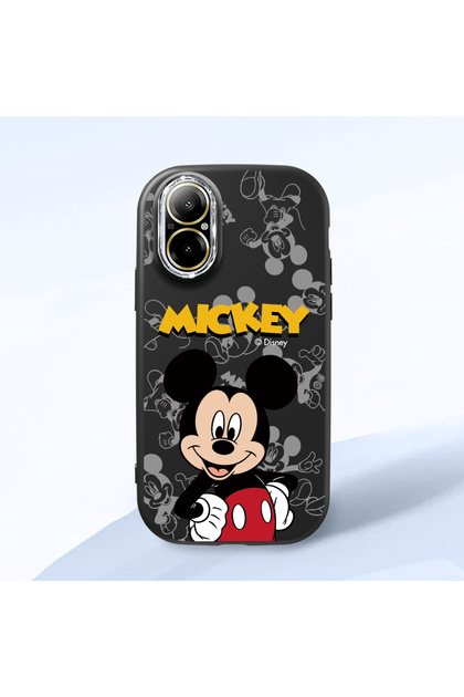 Realme 12 Lite Compatible Case Camera Protector Black Silicone Couple Phone Case Character Patterned
