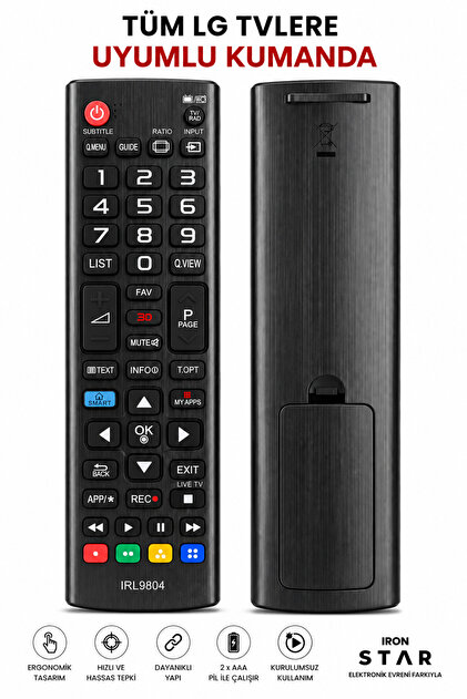 kumandası / TV kumandası / televizyon kumandası / TV uyumlu kumanda / akıllı TV kumandası / Smart TV kumandası / LED TV kumandası / universal kumanda / IRL9804