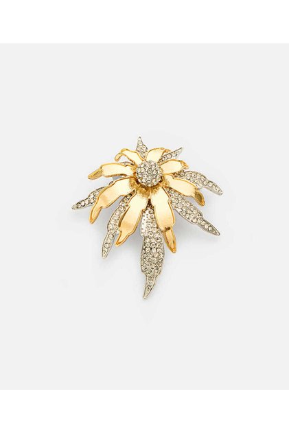 Strass taşlı çiçek broş