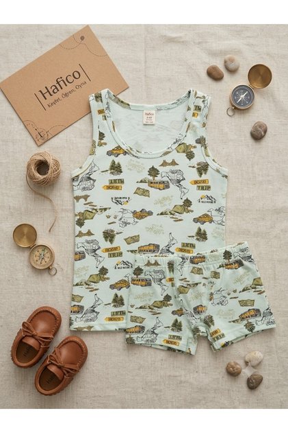 Boy's Cotton Athlete Boxer Set - Mini Traveler Pattern Printed