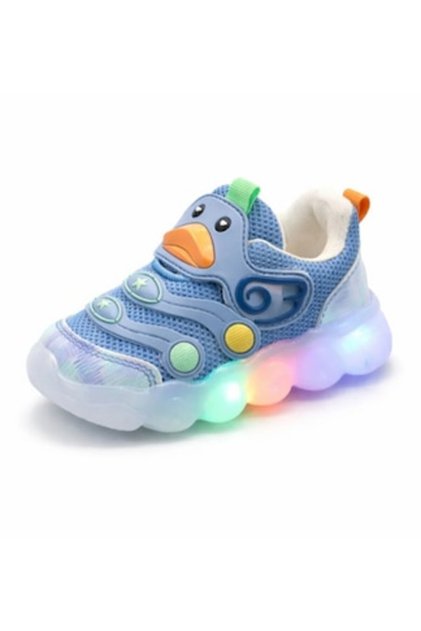 Pantofi pentru copii cu lumini LED, model rață albastră, talpă antiderapantă, confort și design modern 23 EU 14 cm