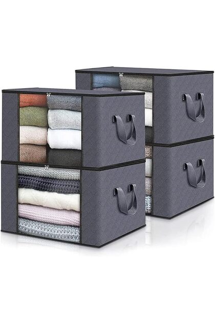 Large Storage Bags - Clothes Storage Bins Foldable Closet Organizers Storage Containers with