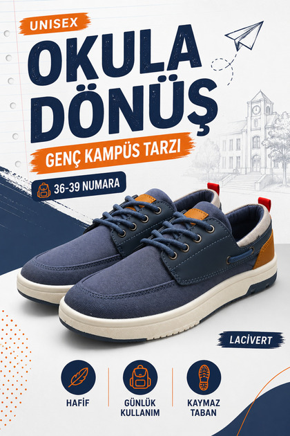 Unisex Youth Casual Sneaker Lace-Up Textile Sports Shoes 36-39