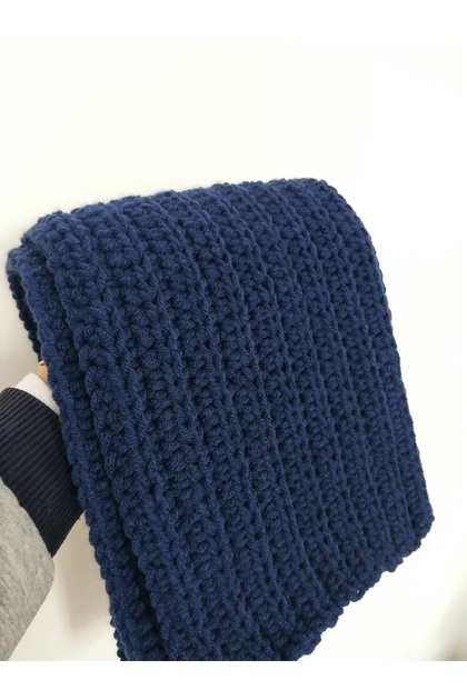 El Örgüsü Yünlü Fular , Unisex Renkli Handmade Uzun Atkı