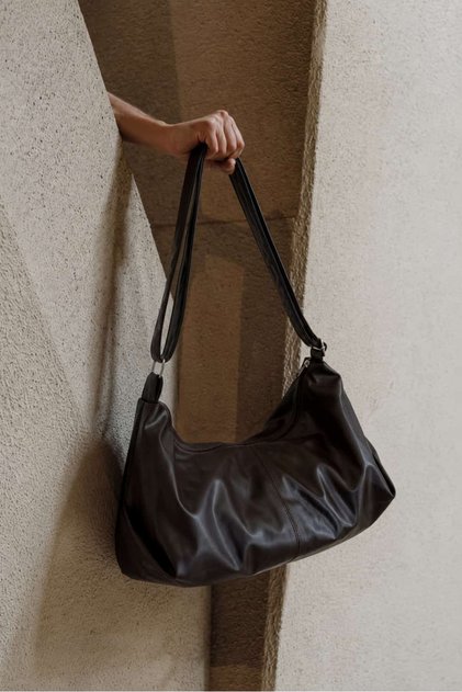Smooth Brown Large Size Casual Women's Shoulder Bag - Crossbody Daily Bag with Adjustable Strap