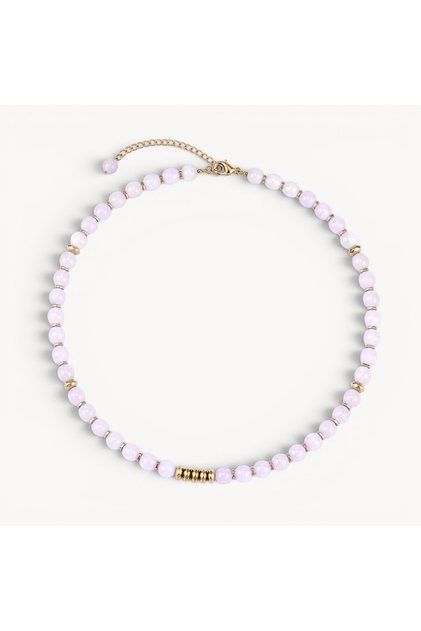 Touchs Collection 100% Natural Pink Quartz Necklace (Gold Color) - the Stone of Love