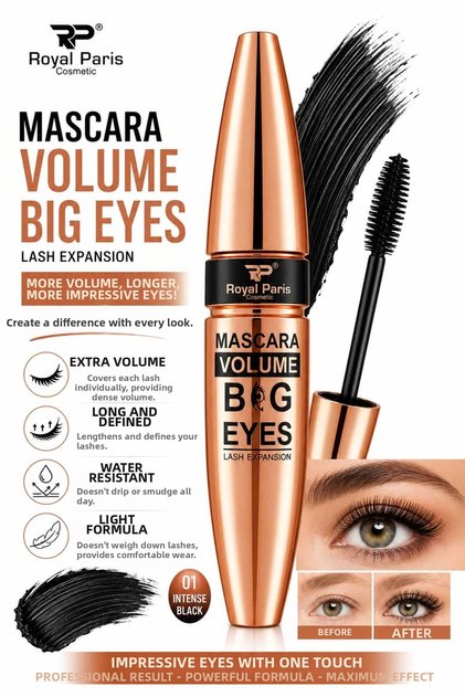 Volumizing Mascara Waterproof Extra Lengthening Intense Black Effect