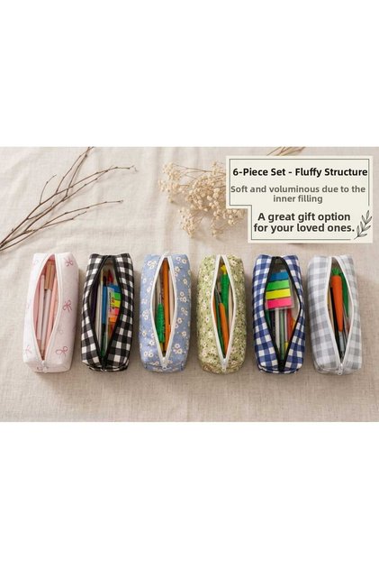 6-Piece Pen Holder Set 22X8 cm Pen Case School Stationery Set Makeup Bag Gift Set