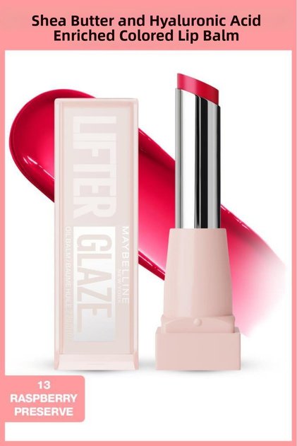 Lifter Glaze Moisturizing Tinted Lip Balm with Shea Butter and Hyaluronic Acid - 13 Raspberry