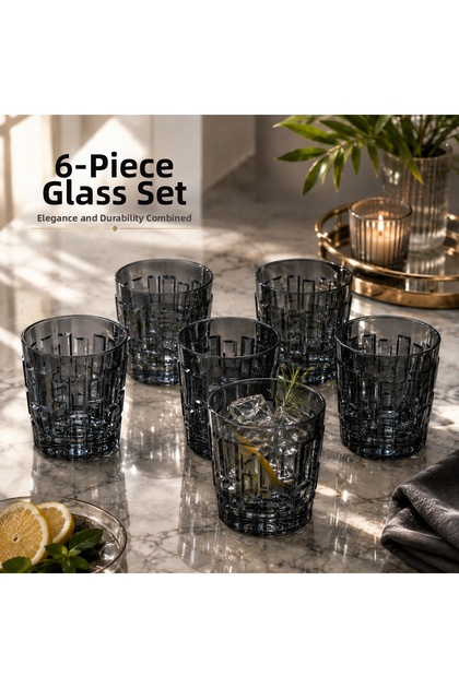200 ml Smoked Unbreakable Glass-Looking Stone Patterned Polycarbonate Water and Cold Drink Cup