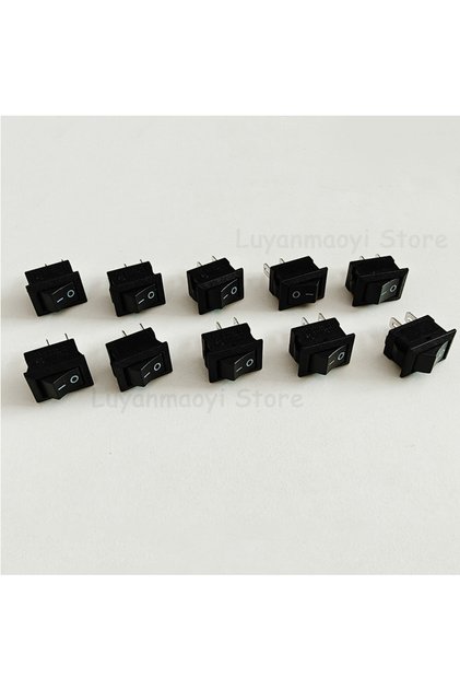 10pcs 10pcs black Push Button Switch 10x15mm SPST 2Pin 3A 250V KCD11 Snap-in On/Off Rocker Switch 10