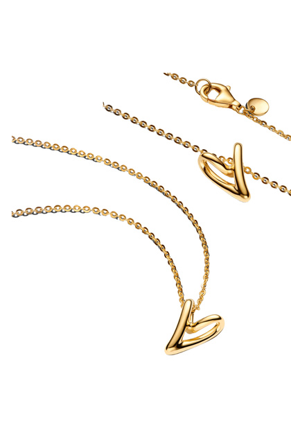 AMN039 Luxury Heart Bow Pendent Necklace 925 Silver Golden Diamond Gem Adjustable Chain Bracelet Rin
