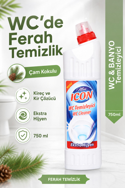 Tuvalet Temizleyici Kalıcı WC Temizleyici Çam Kokulu 750 ml – Ekstra Hijyen, Güçlü Kireç ve Kir Çözücü