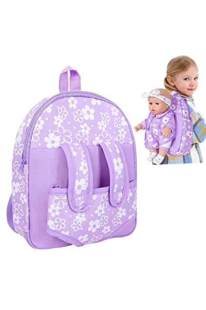 purple Fashion Newborn Backpack Doll Cute Flower Handbag for Girls Dolls Out Going Carry Bag Christm