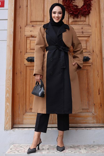 Garnished Front Trench Coat Camel 4434