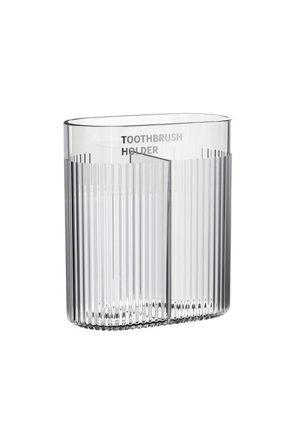 Transparent 1pc Plastic Wall-Mounted Toothbrush Holder, Multi-Functional Countertop Organizer, Bathr