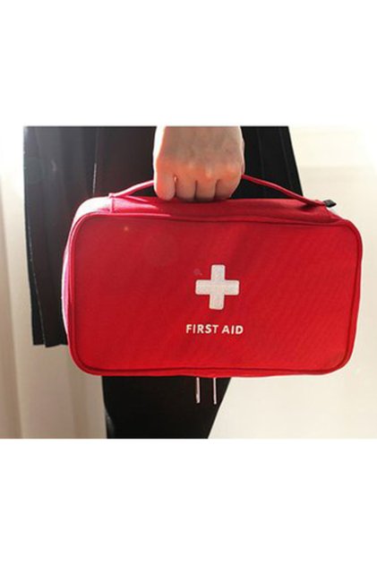 red-23x13x7.5cm Portable Storage Bag First Aid Emergency Medicine Bag Outdoor Pill Survival Organize