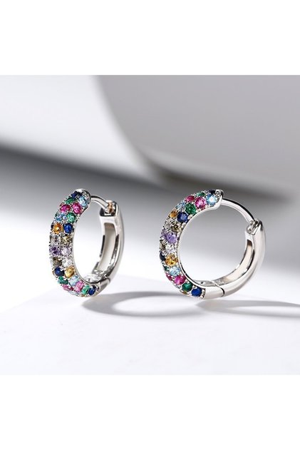 WA4114-1 Crystal Lymphatic Drainage Earrings Colorful Crystal Round Hoop Earrings Fashion Magnetothe
