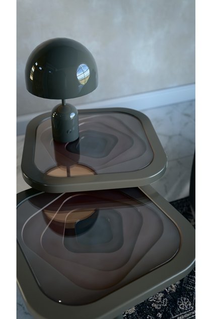 Ovo Vortex 2'li Zigon Sehpa Seti (Cam Üst Yüzey)