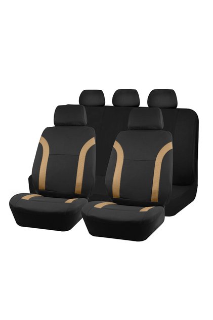 Beige 5 seat Universal Breathable Car Seat Covers Air Mesh Fabric Splicing With Polyester Fabric Fit
