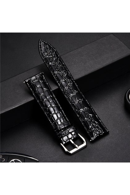 18mm Black Crocodile Pattern Design Leather Watch Strap 18mm 20mm 22mm 24mm Soft Watchbands Casual B