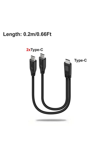C to 2xType-C 20cm 20cm 1 to 2 Out Dual USB C Charging Cord, Short USB Type C to Type C Splitter Cab