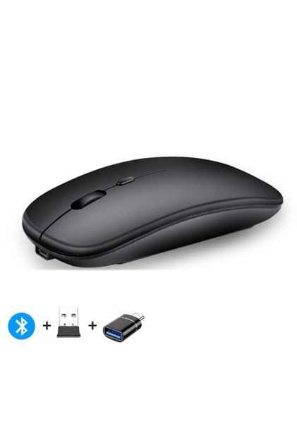 Black with OTG Rechargeable Wireless Mouse Bluetooth-compatible 2.4GHz Dual Modes Computer Mice with