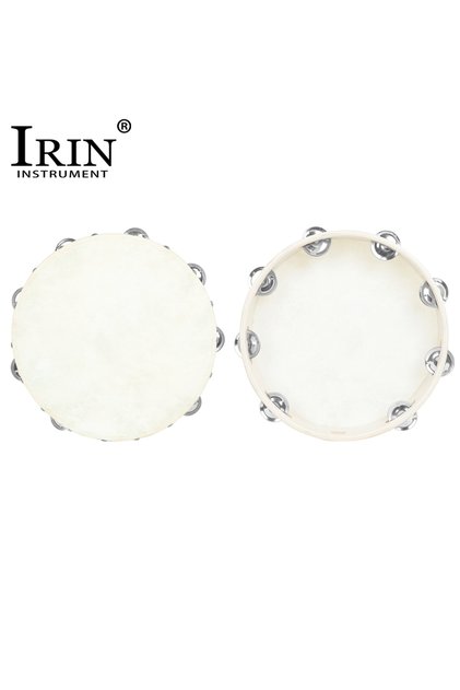 8 Inch IRIN 8/10inch Tambourine Orff Sheepskin Drum Wood Tambour Panderos Bell Jingles Percussion Mu