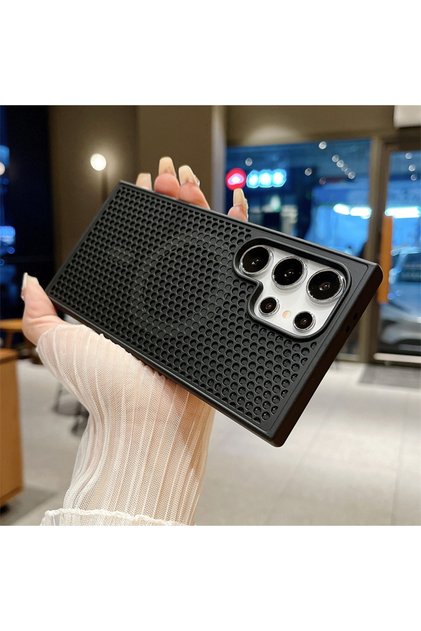 غطاء مغناطيسي أسود لتشتيت الحرارة لهاتف سامسونج S23 ألترا، متوافق مع MagSafe، ومتوافق أيضًا مع هواتف S25، S24، S23، وS22 ألترا بلس.