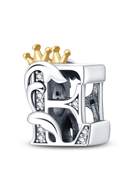 PAC355-E Fit Qikaola 925 Original Bracelets Charms Classic Crown 26 Letters Alphabet Charms Beads Fo
