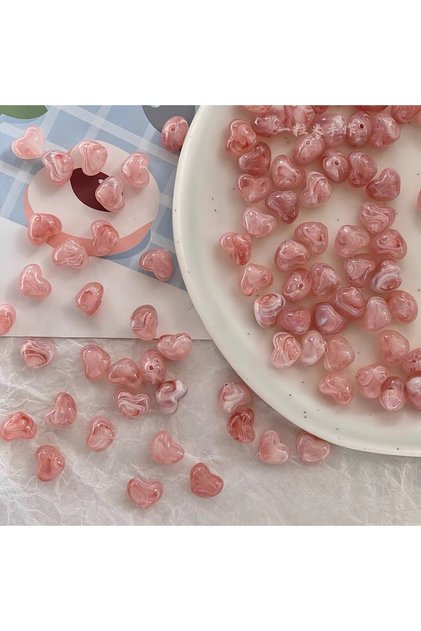 Pink 30 Pcs, 10*12mm, Fashionable, Multi-Color, Love Beads, Candy Color, Diy, Jewelry Making Materia