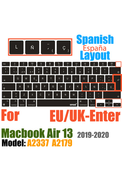 EU Spanish A2337 Keyboard Cover For MacBook Air 13 inch 2022 2021 2020 Release A2337 M1 A2179 with T