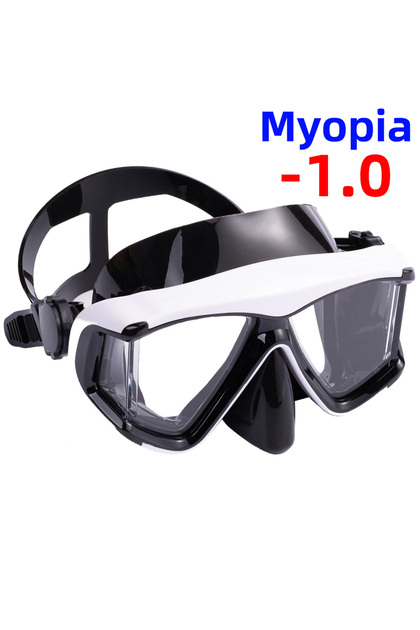 White-Black-100 Optical Myopia Snorkel Diving Mask Swimming Goggles Nearsighted Short Sighted Gear P