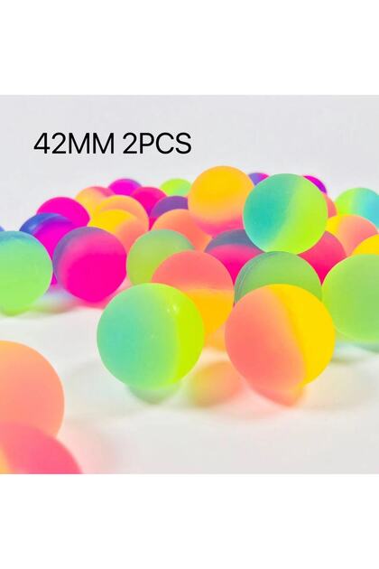 42MM Random 2PCS Elastic Ball Rubber Jump Ball Rainbow Two-Color Matte Solid Elastic Ball Colored F