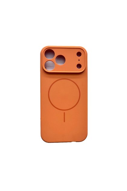 iPhone17 Pro Orange For Magsafe Magnetic Wireless Charging Luxury Solid Color Silicone Lens Protecti