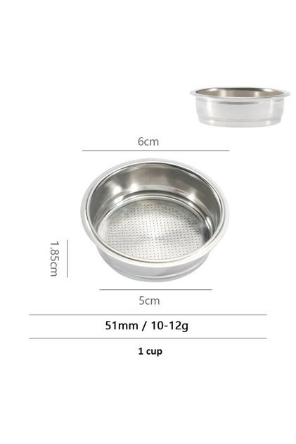 51mm Single cup 304 Stainless Steel Universal Coffee Filter Baskets 51-58mm Single/Double Shot & Bli