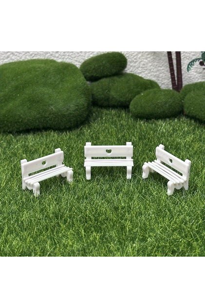 3pcs - Love Park White Bench & Wooden Fences Micro Landscape,Sandbox Ornaments,Photography Props,Diy