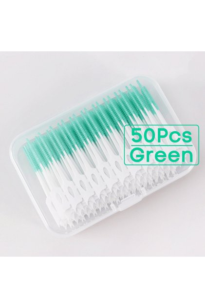 50 Pcs Interdental Brush Food-Grade PP Soft Nylon Bristles L-Shaped Dental Gap Cleaner Plaque Remove