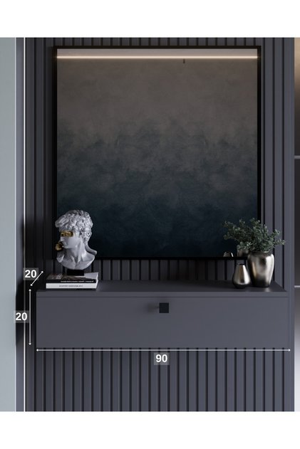 Dresuar , Lambiri Dresuarı , Çok Amaçlı Duvara Monte Modern Dresuar , Makyaj Masası, Mini Dolap 90 CM