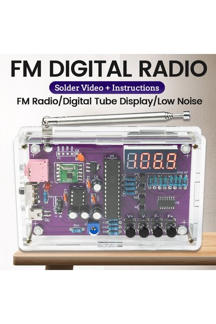 DIY FM Radio Electronic Kit Adjustable Frequency 87-108MHz Digital Display DIY Soldering Project ...