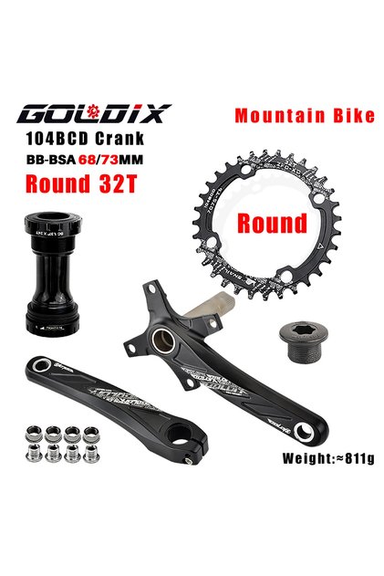 165mm Crank BB Round 32T GOLDIX 104BCD Wide and Narrow Teeth Bicycle Crankset 170/175mm Crank Round/