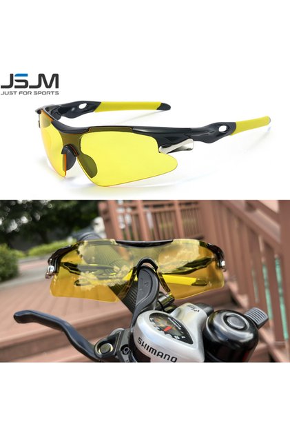 Night Vision JSJM Outdoor Men Cycling Sunglasses Road Bicycle Mountain Riding Protection Sports Glas
