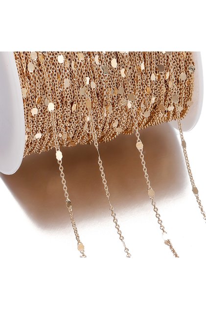 1.2mm x 2Meter KC Gold No Fade 2Meters Sequins Chain Necklace Gold Silver Chain Metal Copper Cable C