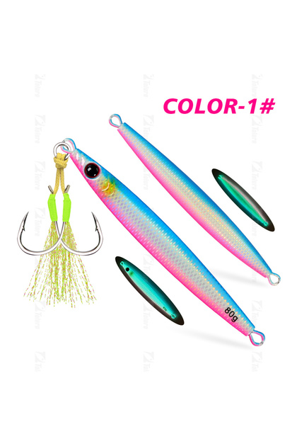 80g COLOR A TOLU 2024 New 40g/60g/80g Fast Sinking Jigging Fishing Lure Laser Paper Coating Luminous