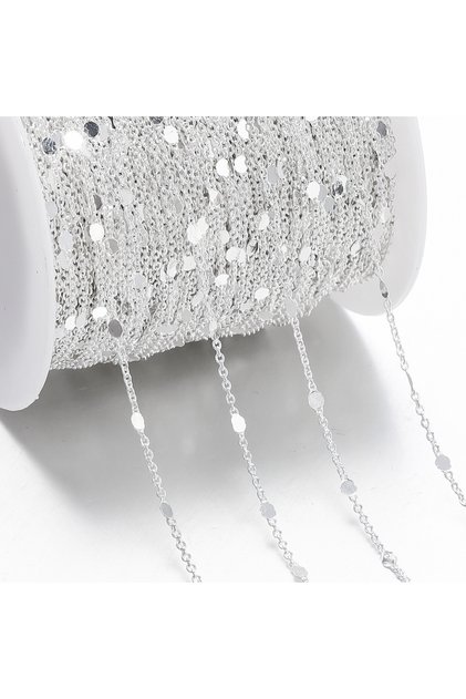 1.5mm x 2Meter Silver No Fade 2Meters Sequins Chain Necklace Gold Silver Chain Metal Copper Cable Ch
