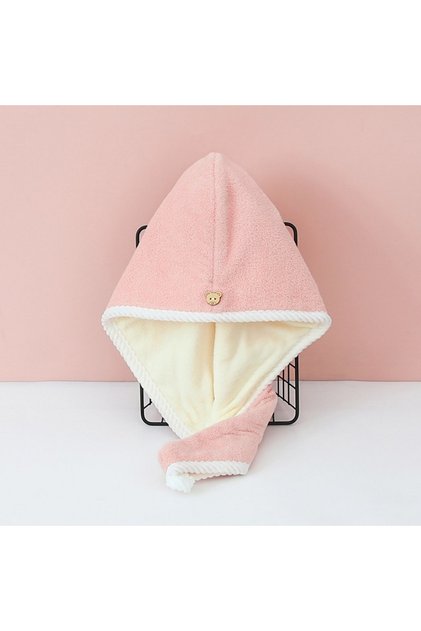 Pink 1pcs Women Hair Towel Wrap Drying Hair Turban Quick-dry Polyester Hair Towel Cap Hat Bath Hat S