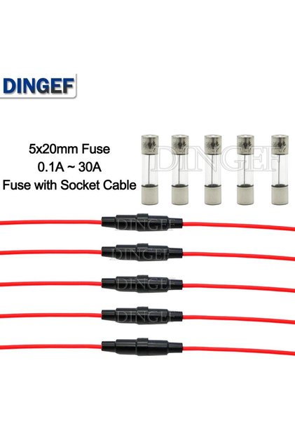 10A 10PCS 5PCS 5*20mm Glass Fuse Holder Screw Type 5X20mm with 5PCS 20AWG Wire Cable 5X20MM Glass Fu