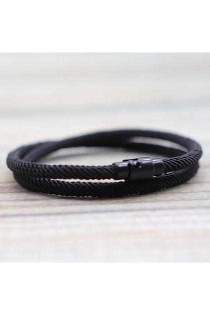 S 18.5cm 7.3Inch black New Minimalist Men Rope Bracelet Double Layer Survival Braclet Homme Accessor