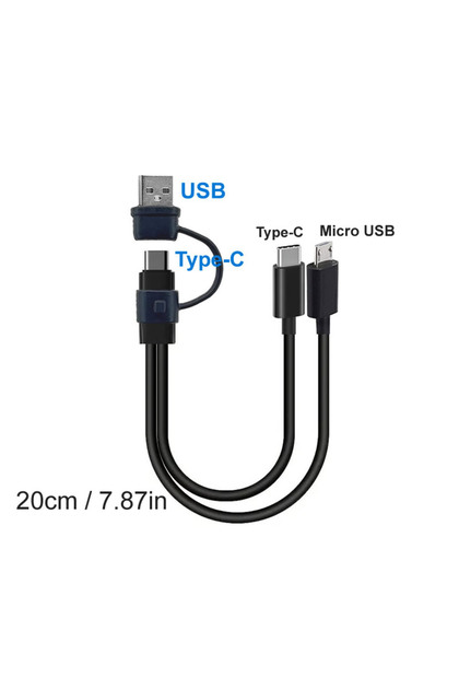A C to C-Micro 20cm 5V Dual USB C Multi Type C Splitter Cord 20cm Short 2 in 1 Type C Micro USB Char