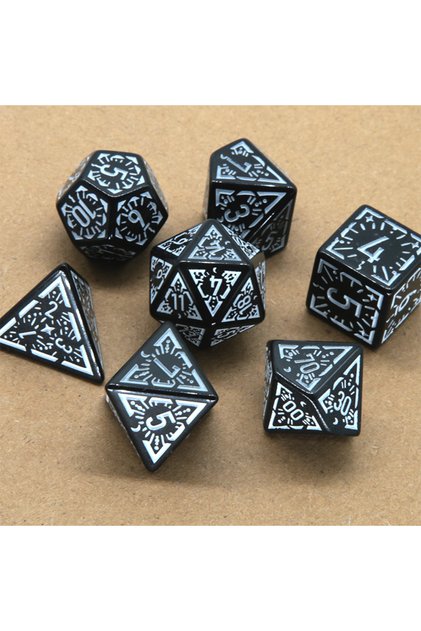 black 7Pcs Polyhedral Metal Dice Set, DND Dice, Club Party, Family RPG, Role Playing, D4, D6, D8, D1
